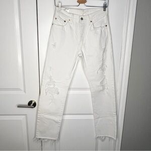 Levi's 501 original fit Straight Leg Distressed White Jeans size 26